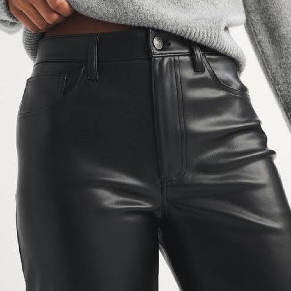 Abercrombie & Fitch curve love ultra high rise 90's black vegan leather pants